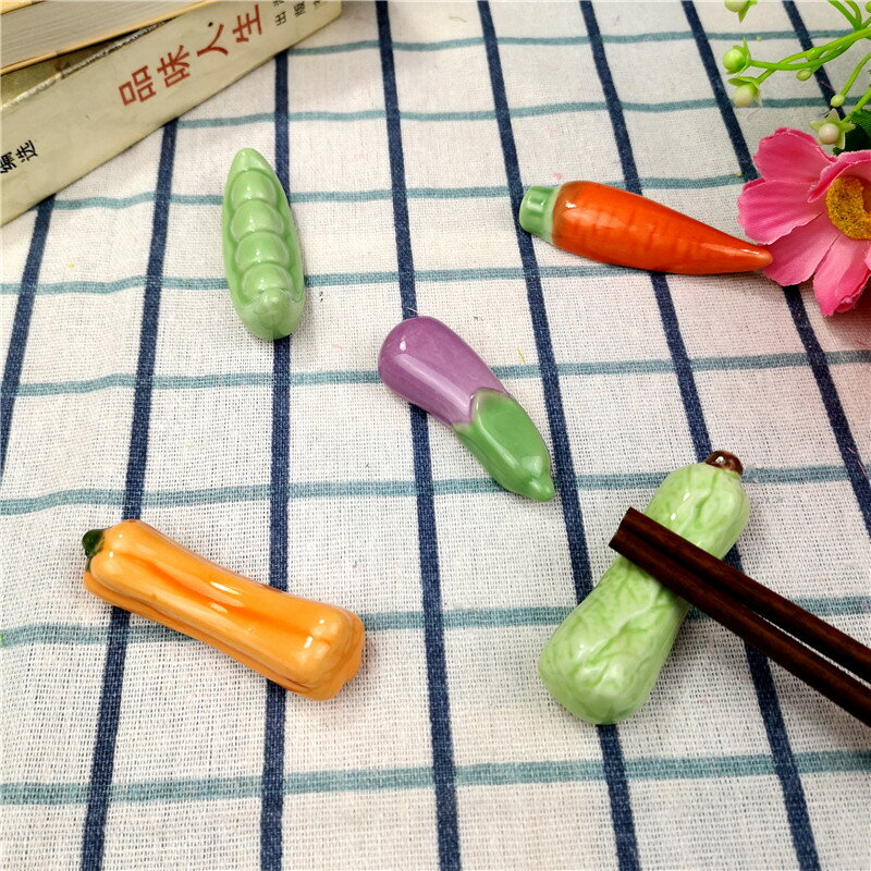 清新蔬果創意筷子架茄子青瓜日式筷枕南瓜豌豆家用筷托紅蘿卜筆擱