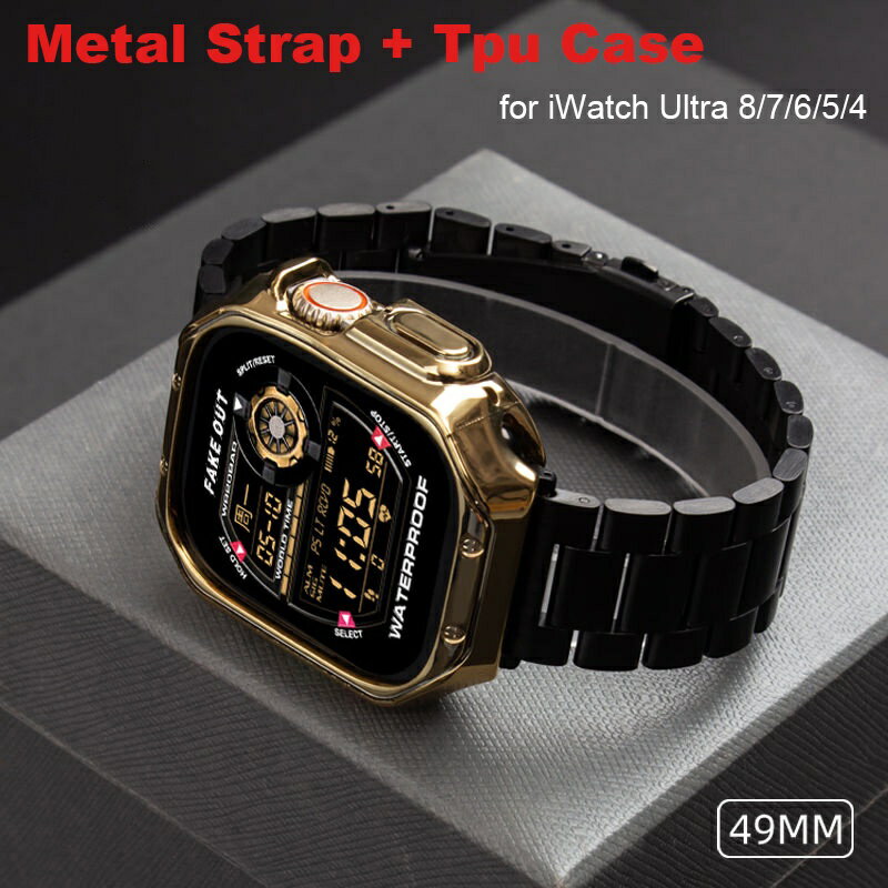 Ultra 49mm 金屬錶帶 TPU 錶殼套適用於蘋果手錶 S8 S7 Apple Watch 不鏽鋼腕帶男女皆宜