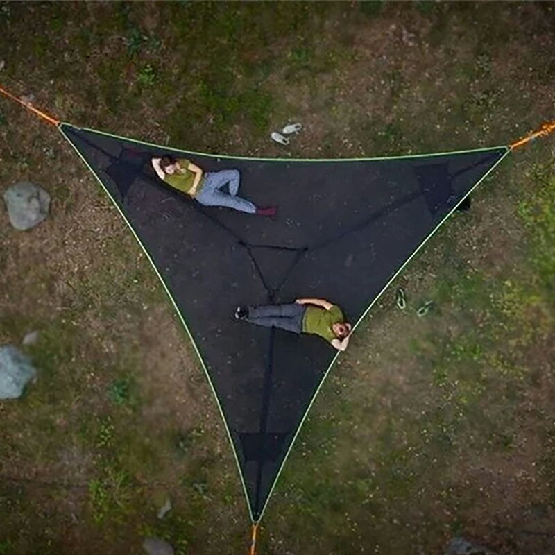 三角形吊床大人兒童防側翻戶外野營露營燒烤團建空中懸掛帳篷網狀