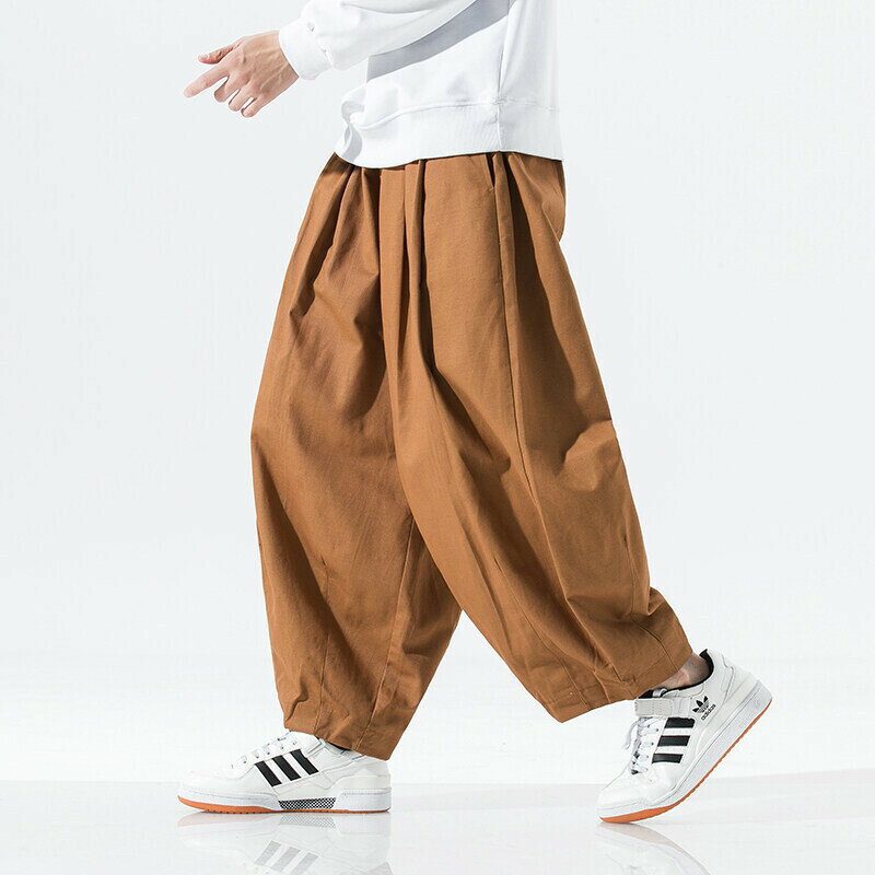 『新品』男長褲 2025春夏新款 男裝中式工裝休閒褲 中國風 男士寬褲 八分褲 大尺碼男褲