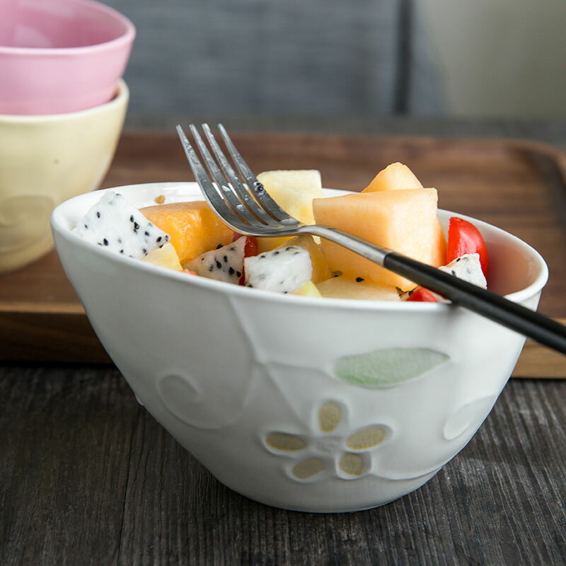 ijarl億嘉 創意陶瓷日式個性米飯碗醬料碗 家用可愛深碗小沙拉碗