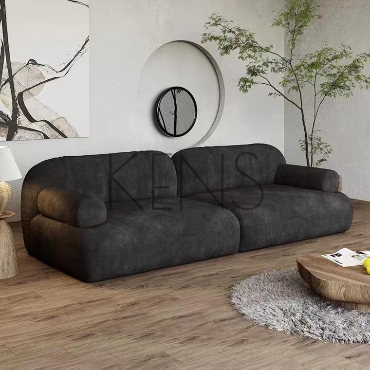 【KENS】沙發 沙發椅 北歐日式侘寂風極簡現代雙人位小戶型客廳棉麻科技布藝沙發組合