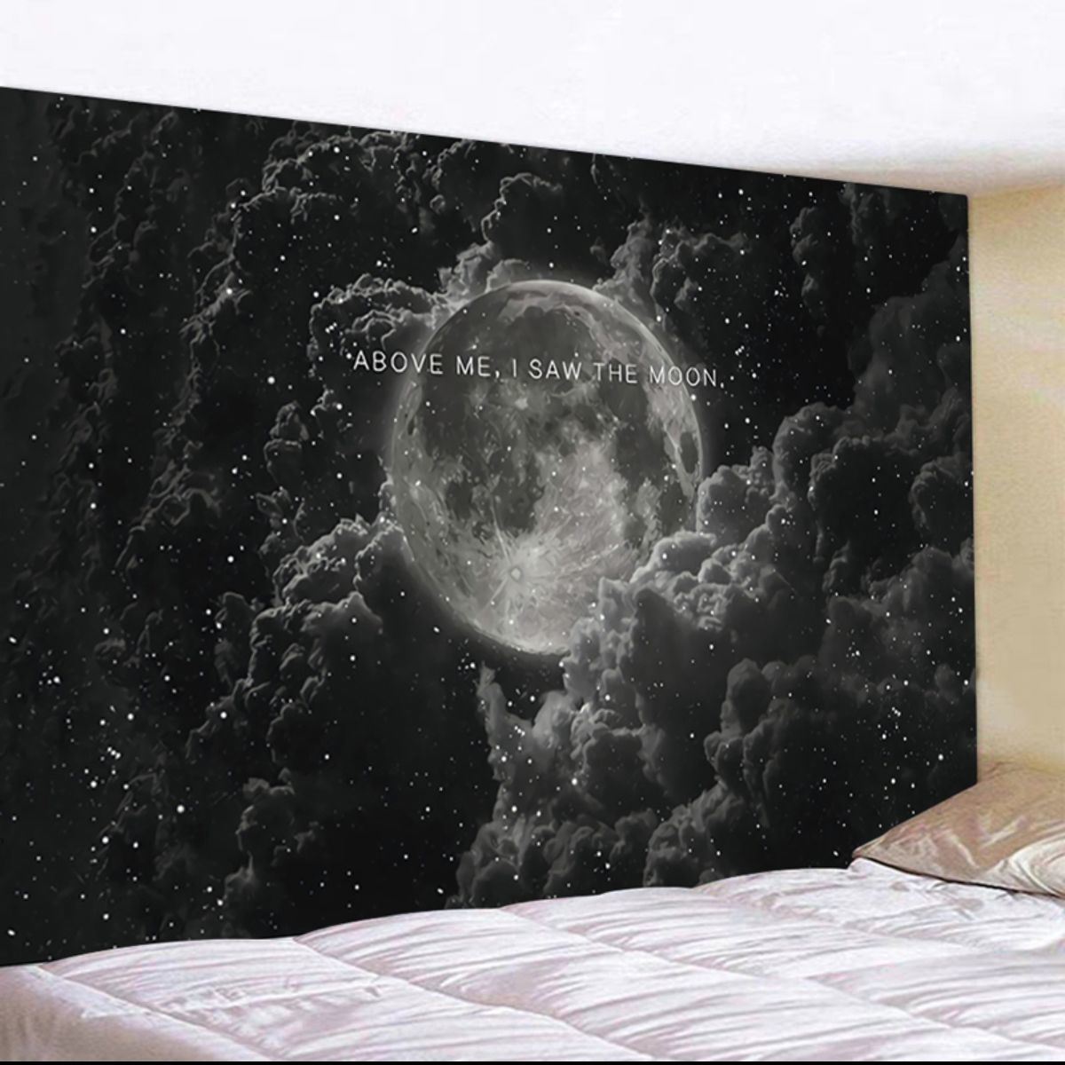 壁掛佈/背景佈 黑白簡約月球星空牆布裝飾掛毯北歐ins床頭臥室遮擋超大背景掛布『XY27712』