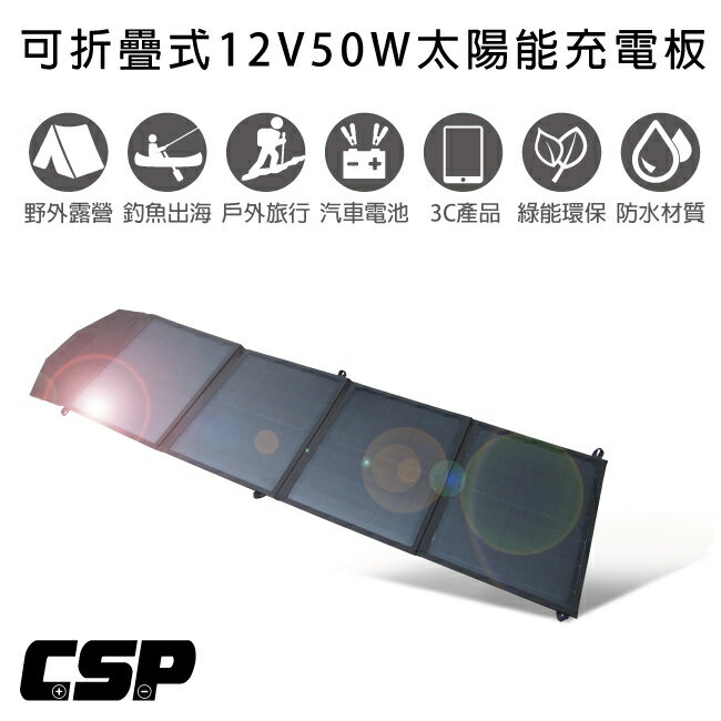 【進煌】SP-50可攜式太陽能板12V50W (充電12V汽車電池電瓶.3C.省電用電不用錢)