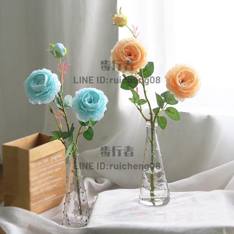 小清新絹花假花仿真花客廳玻璃花瓶裝飾品擺件餐桌花藝套裝花【步行者戶外生活館】
