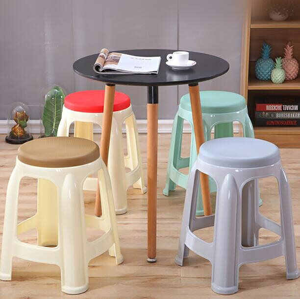 凳子 塑料凳子家用簡約客廳熟膠加厚圓凳浴室防滑高板凳經濟型餐桌椅子