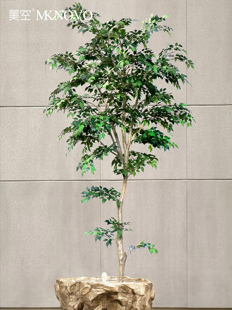 美空仿真榕樹許愿樹植物客廳發財樹實木樹干裝飾定做大型落地綠植