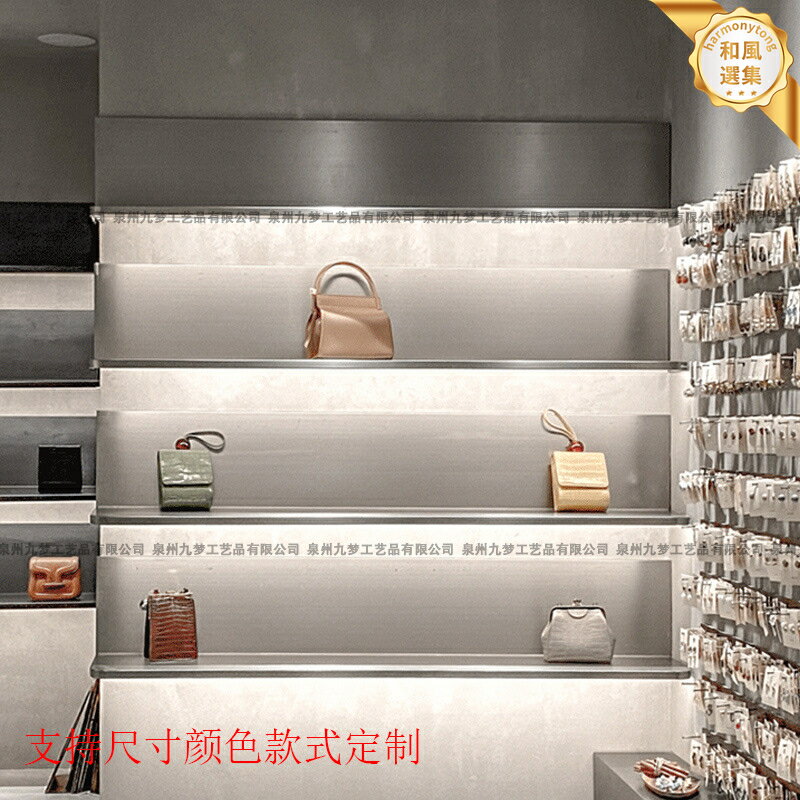 【發光層板】不鏽鋼置物架 壁掛展示架 金屬隔板 一字隔板 裝飾層板 服裝店陳列架 牆上收納架 LED發光設計 承重力強 簡約工業風
