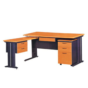 【YUDA】L型 160-CD 木紋 黑體 主管桌(整組) 辦公桌/寫字桌