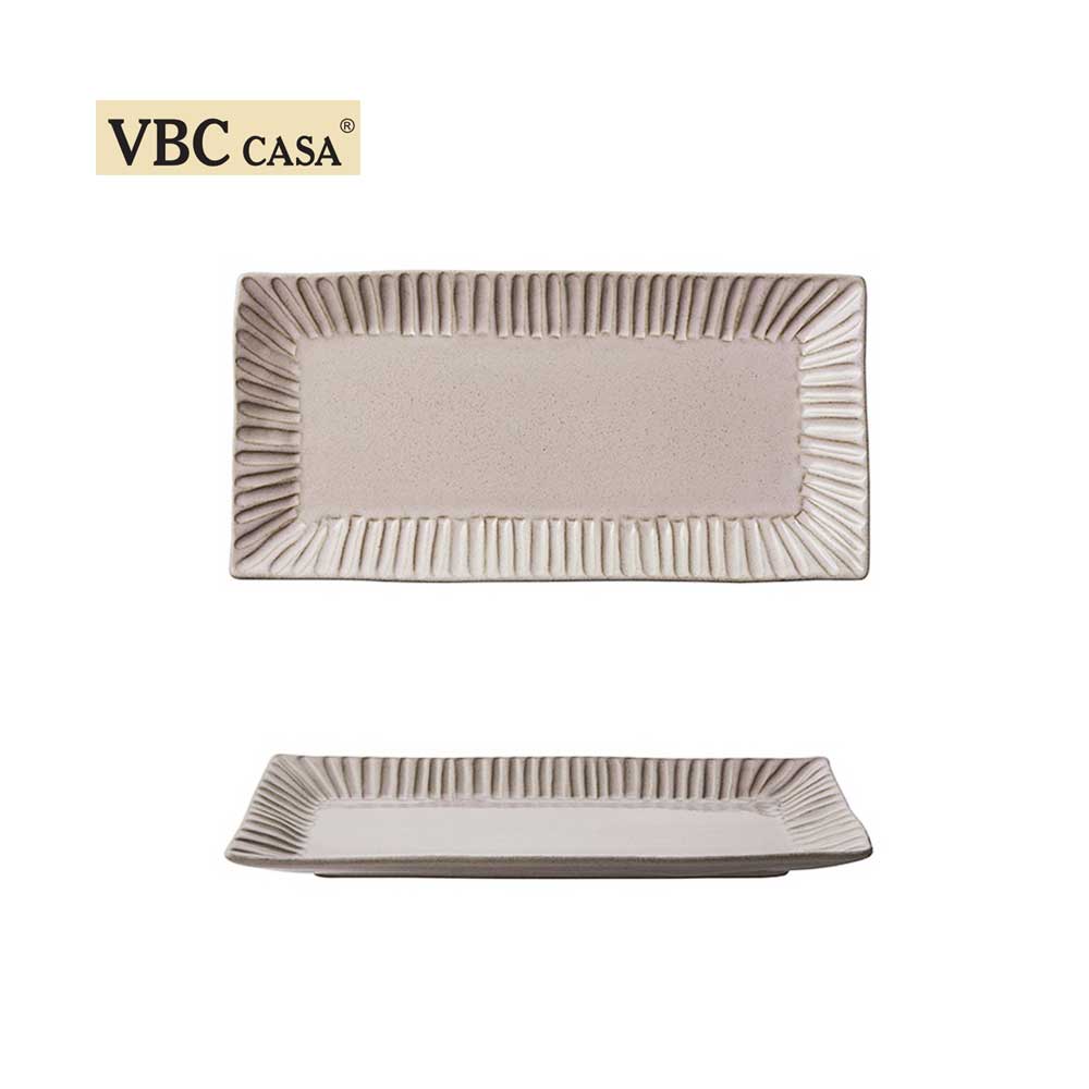 義大利 VBC casa │ 條紋系列 30.5cm大長方盤/ 經典粉