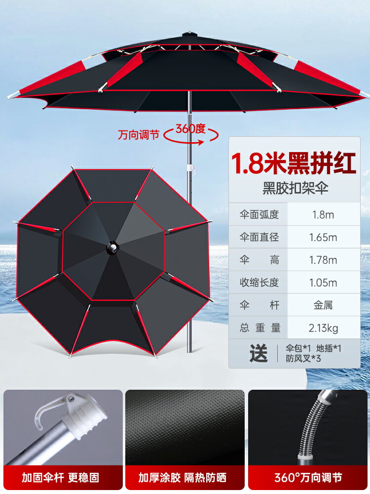 釣魚傘 遮陽傘 戶外遮陽傘 釣魚傘大釣傘雙層加厚萬向新款防曬抗風防暴戶外遮陽折疊垂釣雨傘『WW0042』