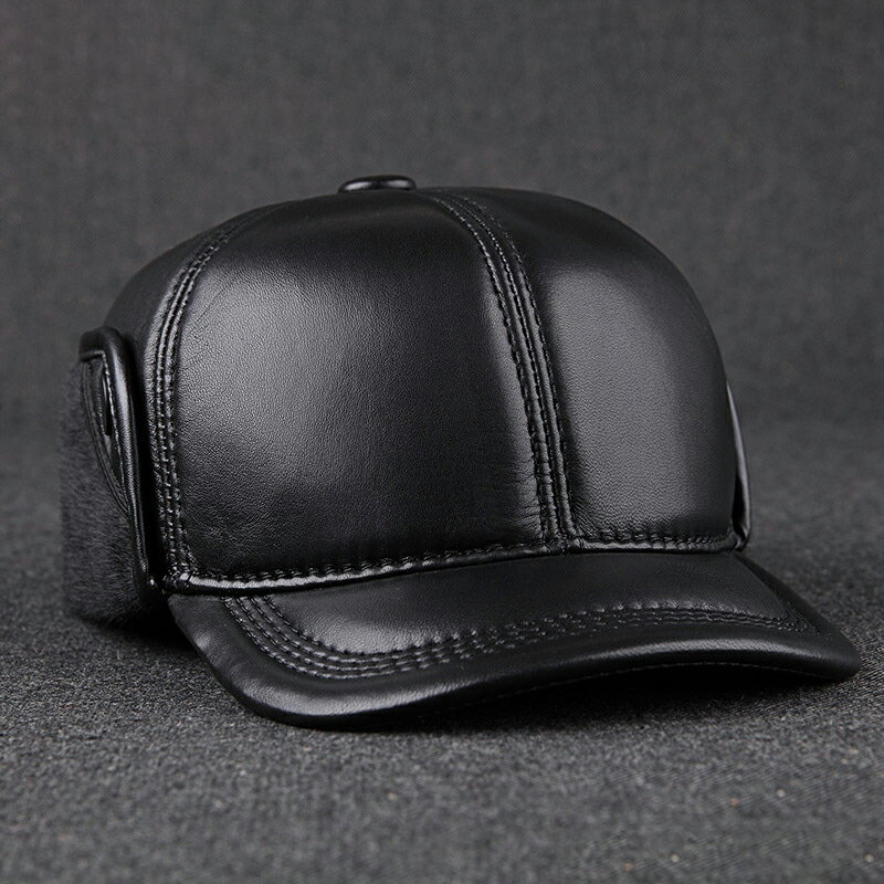 護耳帽真皮雷鋒帽-保暖護耳加厚舒適羊皮男帽子v1at11【巴黎精品】