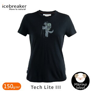 【Icebreaker 女 Tech Lite III圓領短袖上衣(出發健行)150《黑》】0A575X/排汗衣