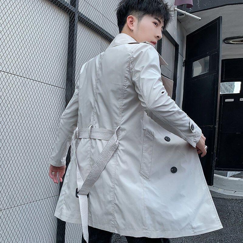 【全館免運】休閒大衣 休閒外套 秋季雙排扣風衣外套 男中長款男士秋裝上衣潮流帥氣商務休閒大衣