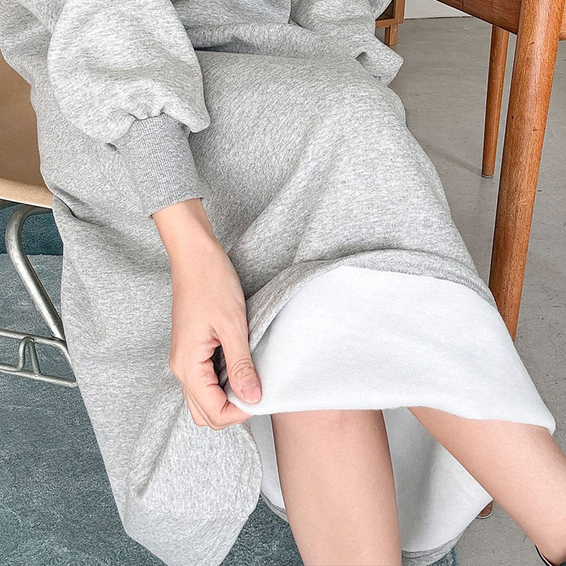 ANNAS 正韓顯瘦線刷毛洋裝 腰身 縮腰 打折 長袖 長裙 長洋裝 連身裙 顯瘦 加厚棉 素面 保暖 加絨刷絨 韓國 7