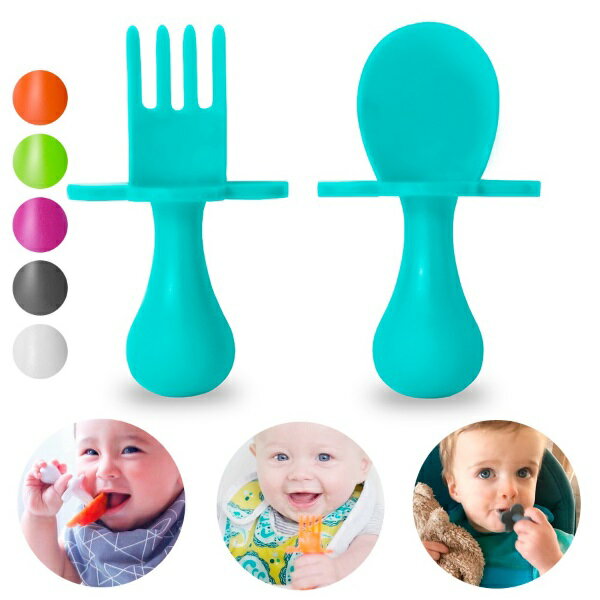 美國 grabease 嬰幼兒奶嘴匙叉組(藍/粉/黑/白/橘/綠)