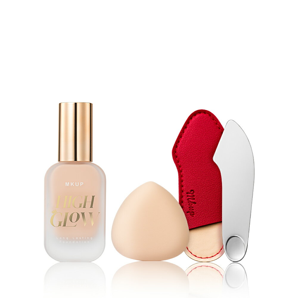 MKUP 美咖【新品上市】絕對水光持久粉底液SPF34★★★+彈力氣墊粉撲+粉底刮刀
