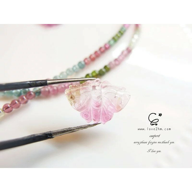 蝴蝶-碧璽雕件 9424/碧璽/水晶飾品/ [晶晶工坊-love2hm]