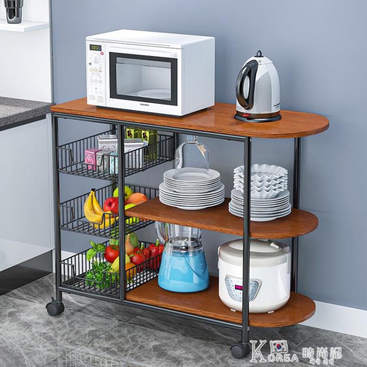 廚房可移動切菜桌子置物架落地多功能導台家用微波爐層架烤箱收納