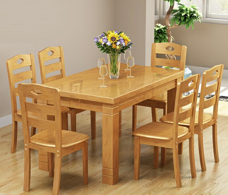 餐桌 實木餐桌長方形餐桌椅組合現代簡約小戶型家用吃飯桌子1.2米4人6【奇趣生活百貨】