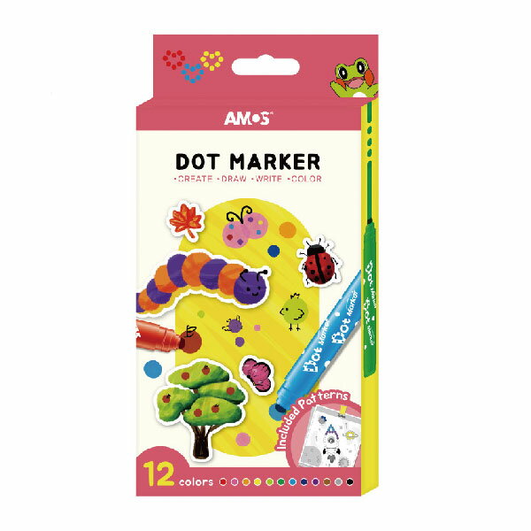 AMOS 阿摩斯 12色 可水洗 圓頭 彩色筆 / 組 DM12P