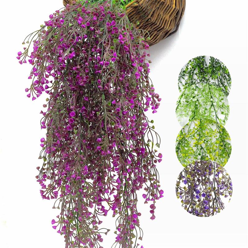 仿真植物金鐘柳條壁掛 藤條吊籃室內裝飾墻面裝飾塑膠花水草綠植