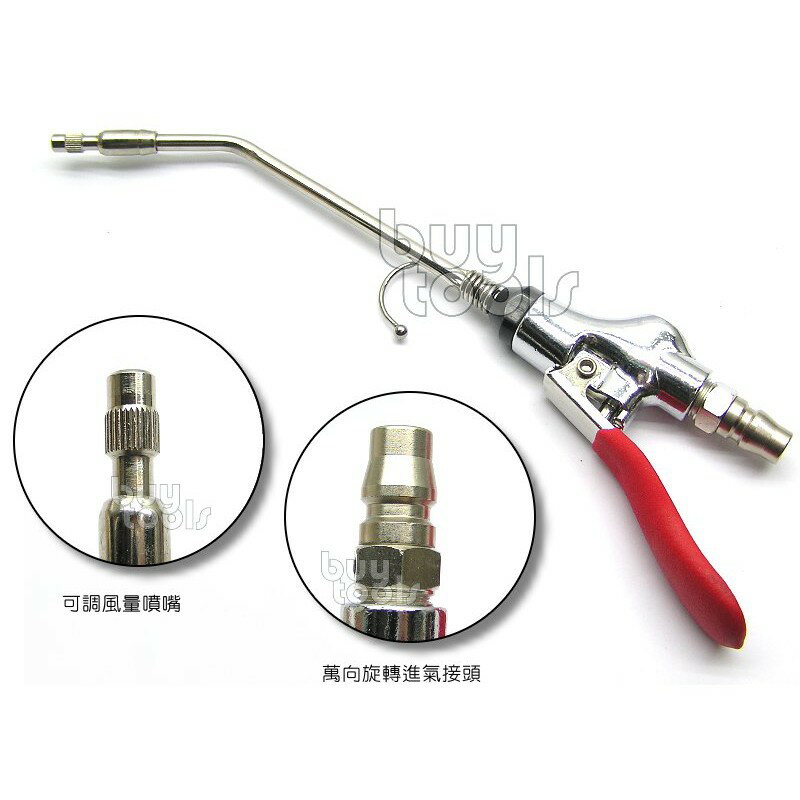 BuyTools-臺灣製按壓兩用氣動風槍 旋轉式噴管 噴嘴風量可微調 氣動吹塵槍空氣槍除塵槍 附萬向旋轉進氣接頭「含稅」
