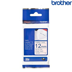 Brother兄弟 TZe-FAE3 粉紅布底藍字 標籤帶 燙印布質系列 (寬度12mm) 燙印標籤 色帶