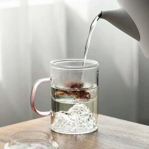 創意粉柄遠山耐高溫茶水分離茶杯