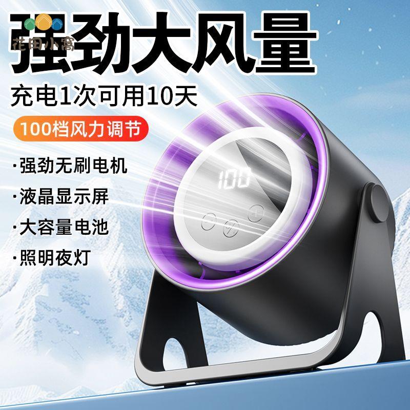 新款 無刷USB充電便攜風扇 超靜音 家用宿舍 臺式臥室燈光持久續航[PP0510023]