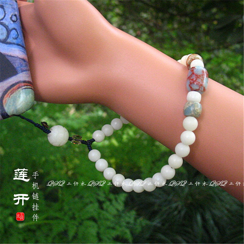 手機鏈中長款菩提掛件女款中國風復古創意開運文藝百搭清新蓮花墜1入
