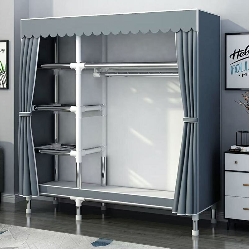 簡易衣櫃家用臥室組裝布衣櫃鋼管加粗加固結實耐用布衣櫥