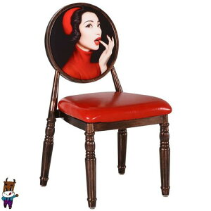 歐式美甲椅子靠背凳子復古椅y網紅化妝椅鐵藝餐椅酒店椅奶茶店桌