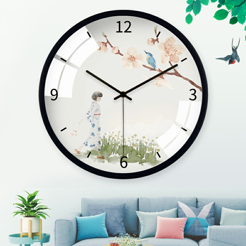 TQJ靜音掛鐘森系北歐客廳家用時尚金屬時鐘掛墻現代簡約石英鐘表