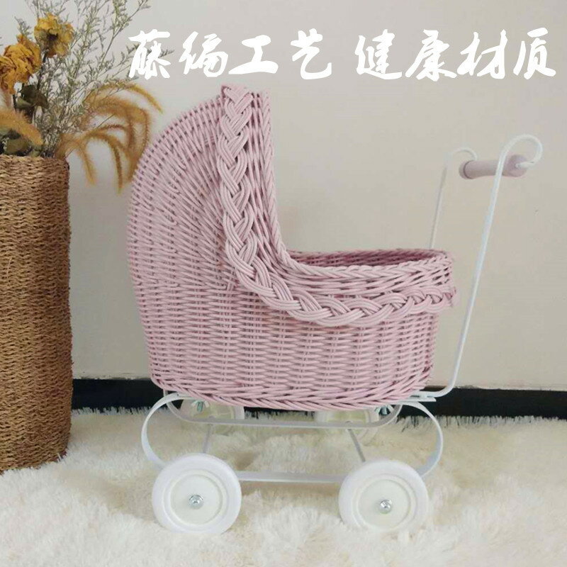 藤編推車手工編織玩具推車四季通用可水洗鐵架推車寵物推車 99購物節