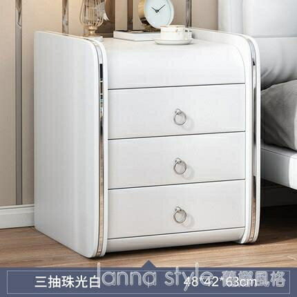床頭櫃現代輕奢歐式簡約免安裝臥室床邊櫃皮質整裝小型儲物收納櫃