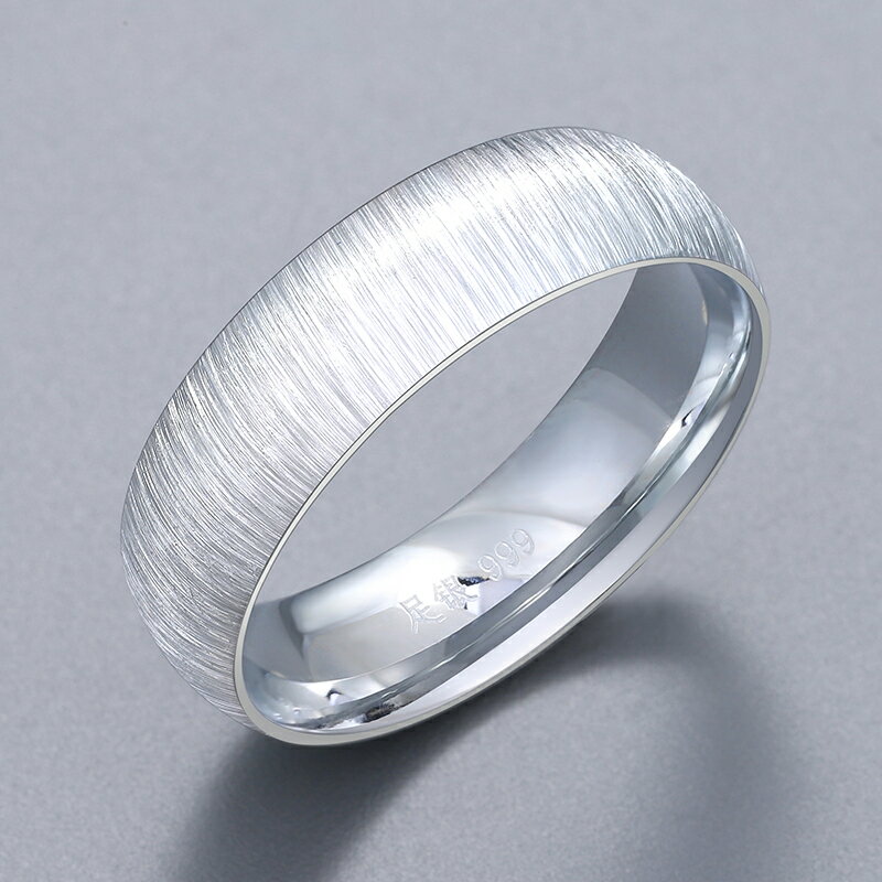 戒指男士純銀泛哲思999足銀個性設計拉絲閉口戒子簡約男白銀指環