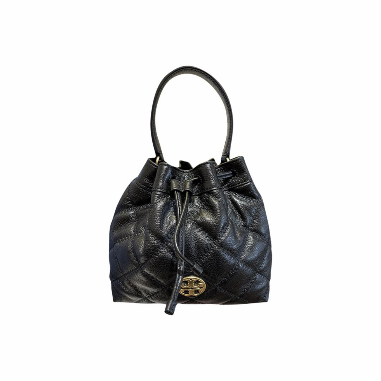 精選★TORY BURCH 萎格浮雕圖案 抽繩鏈條柔軟皮革小號水桶斜跨包 斜背包 82370(預購)~【夏日美包★菲尼斯 國際精品↘3折起】 1