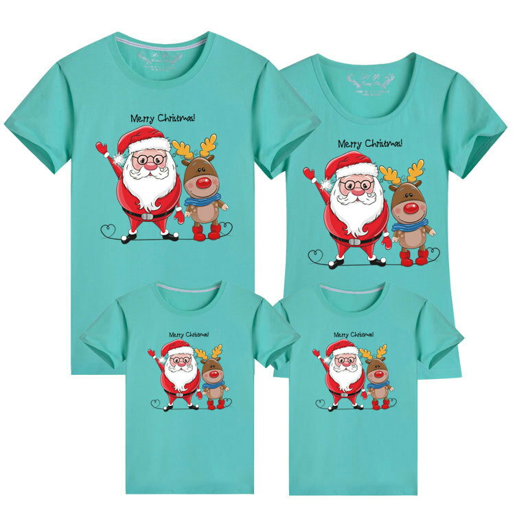 親子裝 純棉T恤 短袖T恤 聖誕節 聖誕老人 短T 全家福 團體服 童裝一家三口 一家四口 全家裝 母女裝 班服 櫻桃嚴選 4