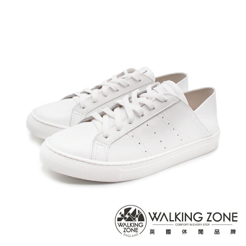 WALKING ZONE(女)經典綁帶平底小白鞋 休閒鞋 女鞋-白 治裝激推 0