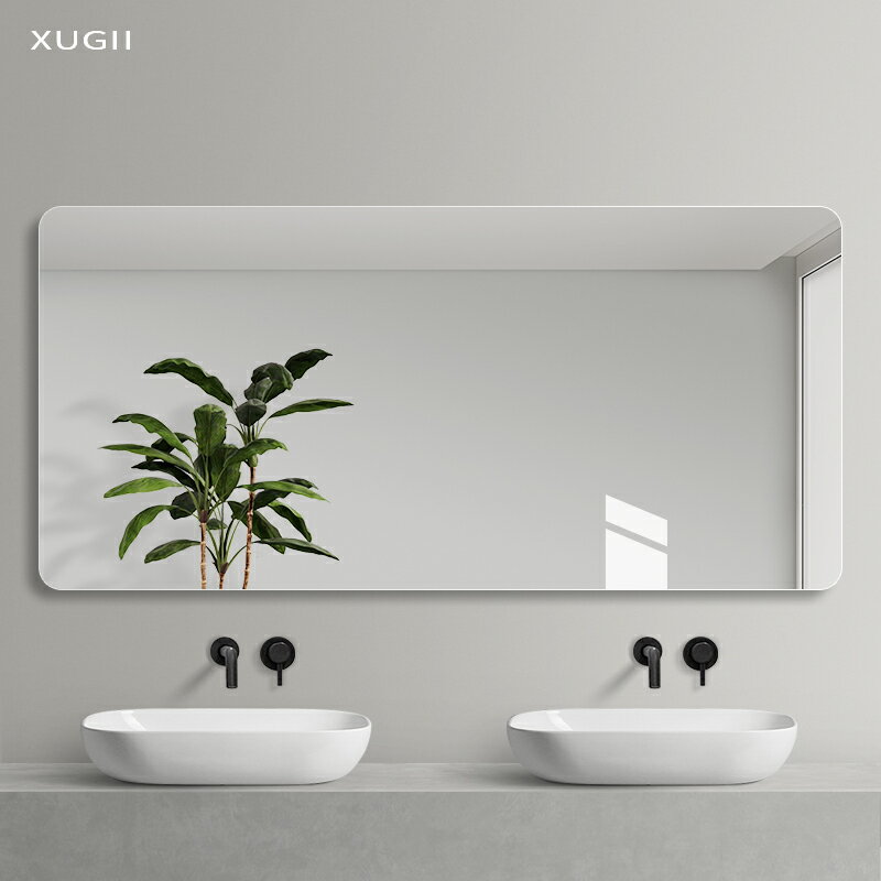 簡約無框浴室鏡子家用現代衛生間廁所化妝鏡洗手間梳妝鏡貼墻壁掛