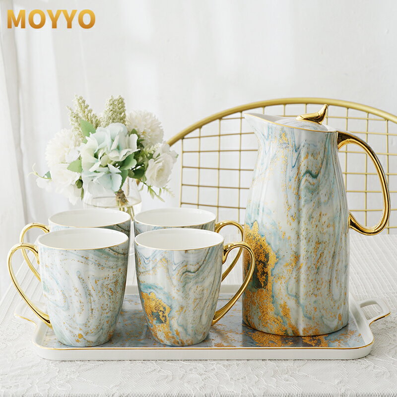 moyyo歐式陶瓷冷水壺水具套裝客廳茶具茶壺茶杯杯具整套預售款