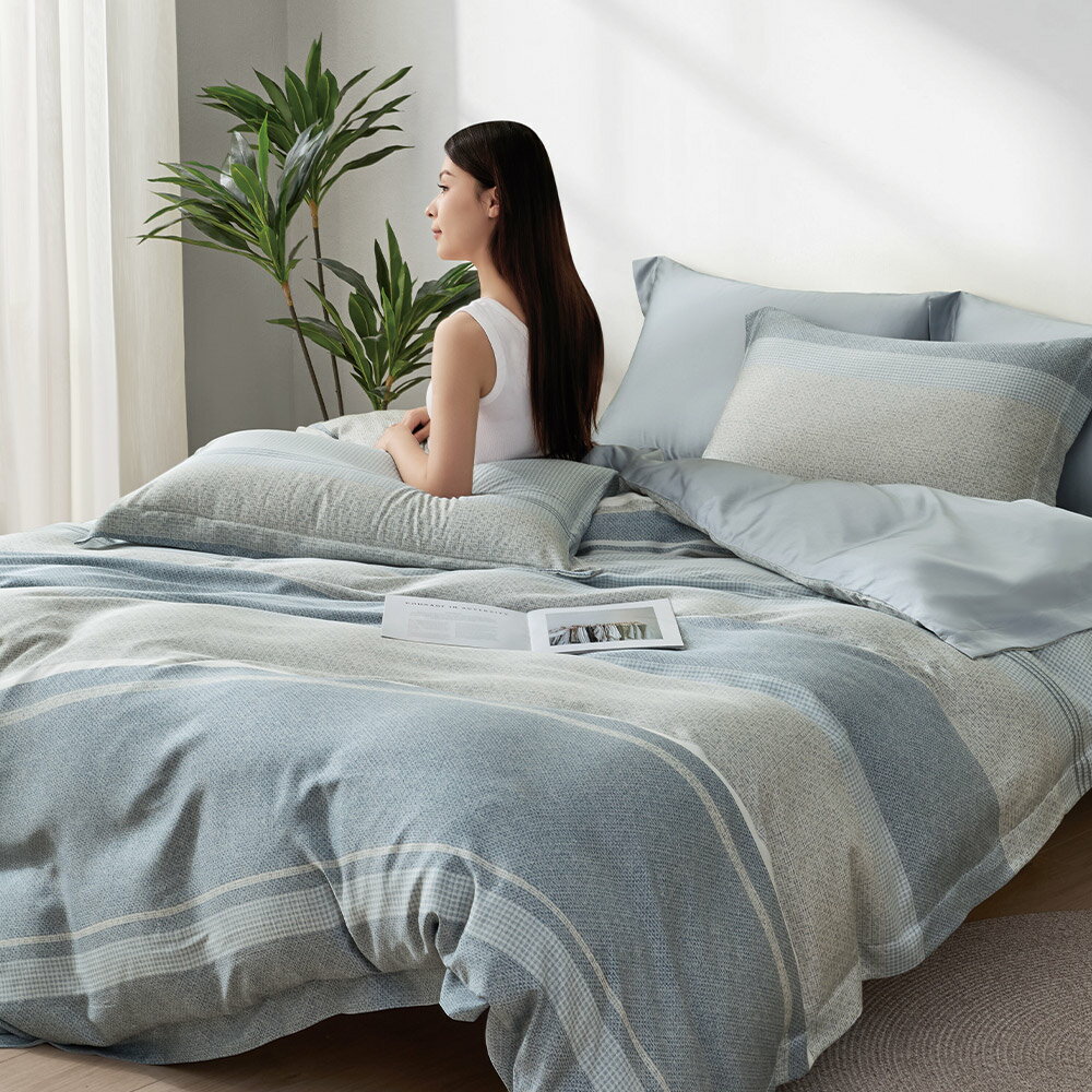 60支天絲萊賽爾LF纖維 / 兩用被床包枕套組 / 沐風青湖