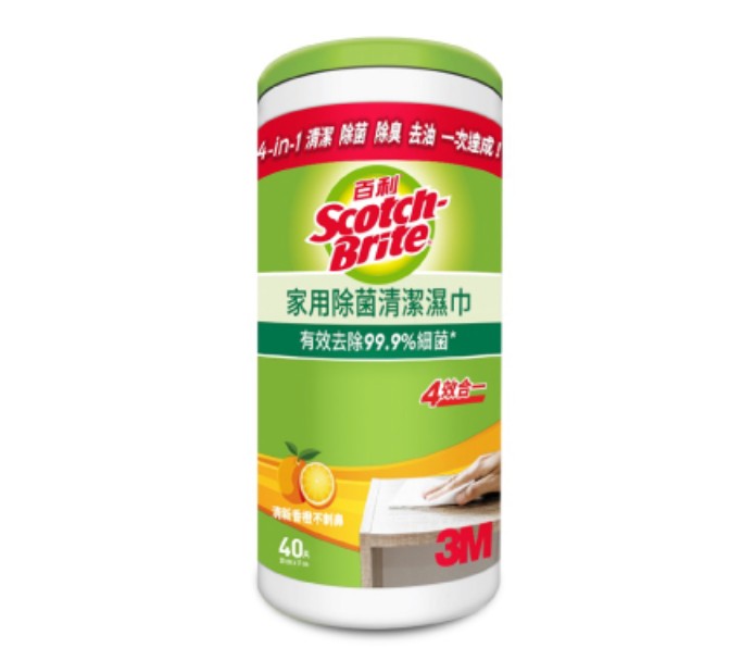 【醫護寶】*即期出清*3M百利-家用除菌清潔濕巾(40片)