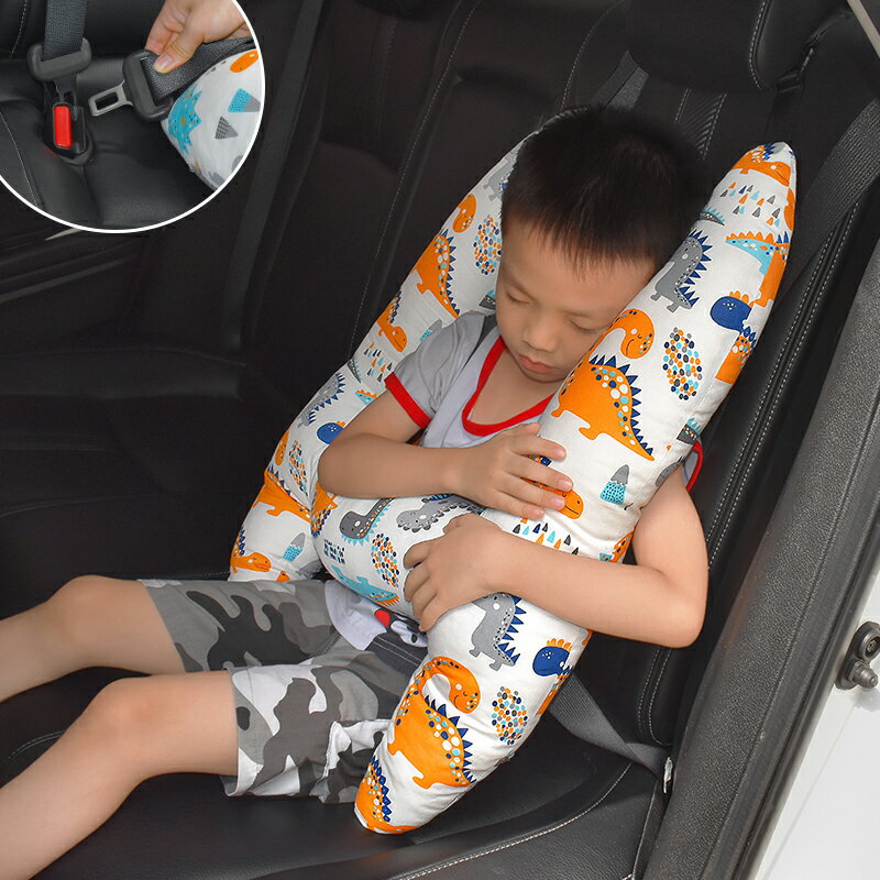 車載頭枕 枕頭 汽車抱枕被子兩用兒童可愛靠枕寶寶車用安全帶套車載睡覺神器枕頭