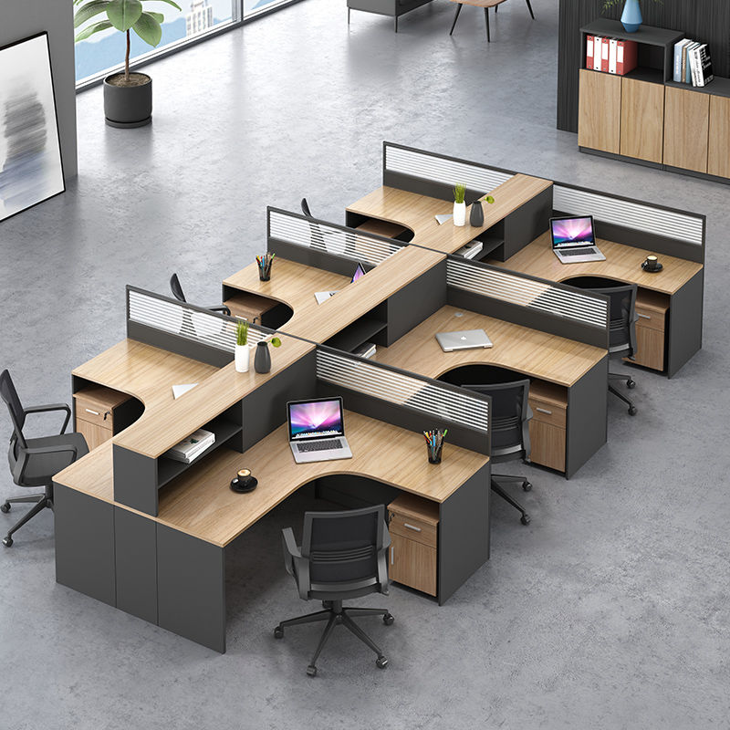 職員辦公桌椅組合簡約現代2/4/6人位屏風卡座辦公室桌子L型財務桌