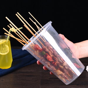 加厚圓形一次性餐盒串串桶燒烤外賣盒商用擼串塑料打包盒帶蓋