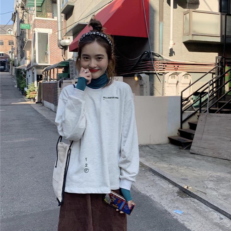 寬松bf慵懶風秋季套頭長袖衛衣女網紅百搭休閑上衣潮1入