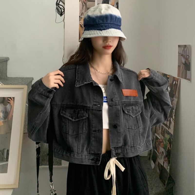 工裝夾克外套港風復古牛仔短外套女時尚百搭寬松韓版潮上衣秋季新款【聚寶屋】
