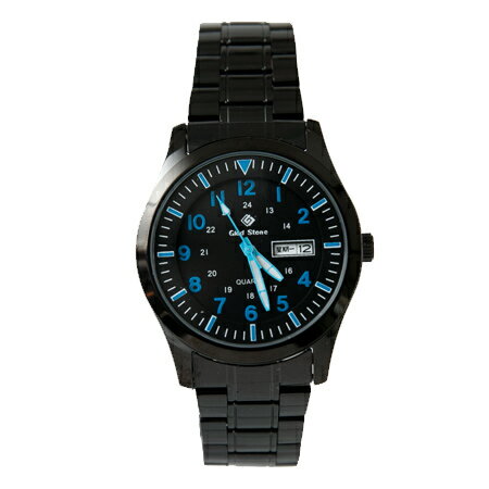 手錶 型男軍用藍色刻度全黑不鏽鋼腕錶 搭戴SEIKO精工VX43石英機芯 柒彩年代【NE1811】30米防水